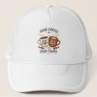 Good Coffee Good Friends mit zwei Kaffeetassen Keps