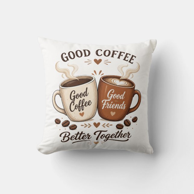Good Coffee Good Friends mit zwei Kaffeetassen Kudde (Framsida)