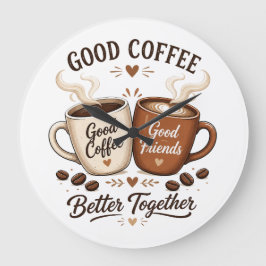 Good Coffee Good Friends mit zwei Kaffeetassen Stor Klocka