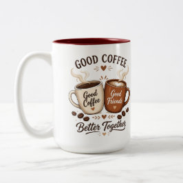 Good Coffee Good Friends mit zwei Kaffeetassen Två-Tonad Mugg