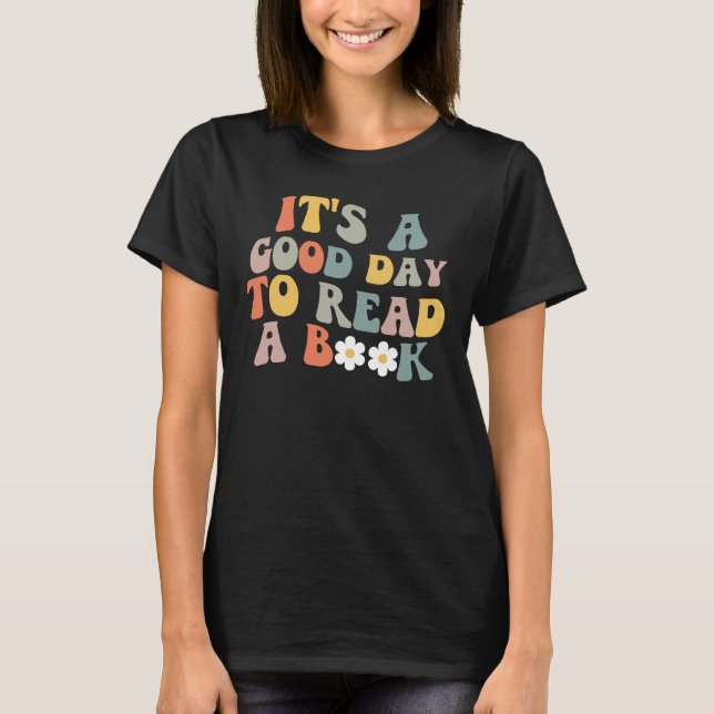 Good Day To Read A Book Retro Shirt T (Framsida)