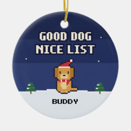 Good Dog Nice List Personalized Pixel Ornament