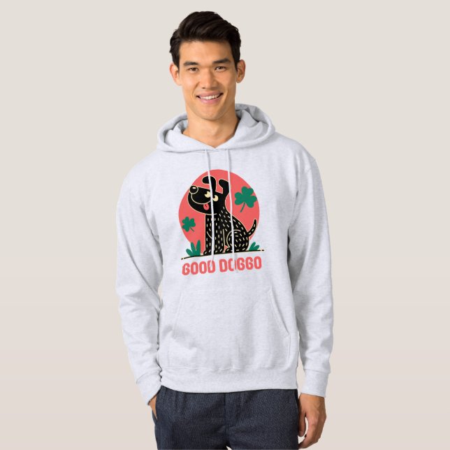 Good Doggo Retro Dog Art Hoodie (Hel framsida)