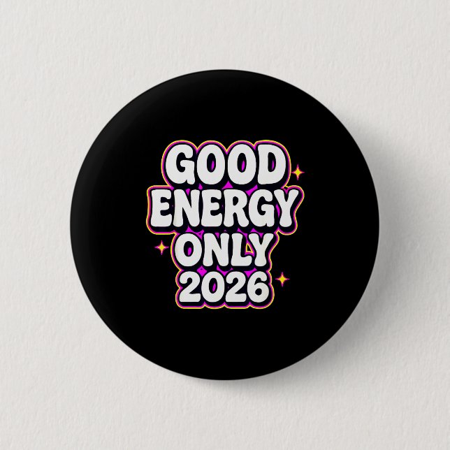 Good Energy Only 2026 Retro Bubble Letter Design  Knapp (Framsida)