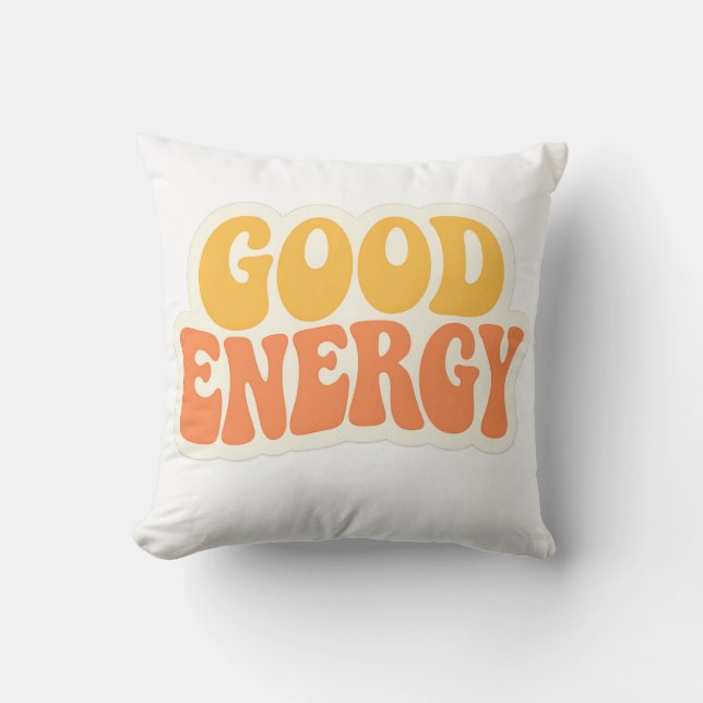 GOOD ENERGY Retro Vågvågs text – Kuddvar Kudde (Framsida)