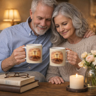 Good Friday Three Crosses Sunset Kaffemugg