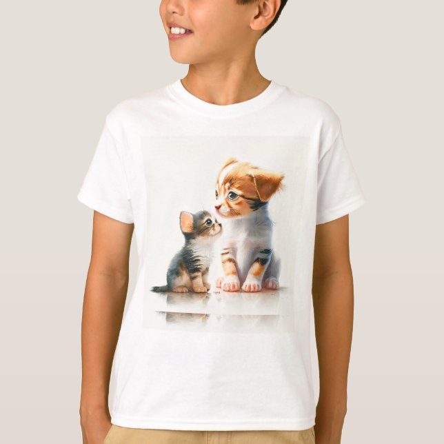 Good Friends Puppy And Kitten T Shirt (Framsida)