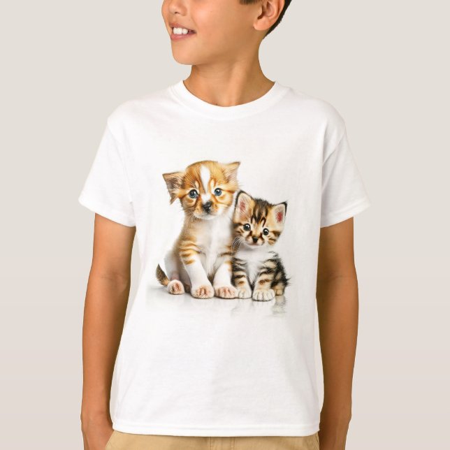 Good Friends Puppy And Kitten T Shirt (Framsida)