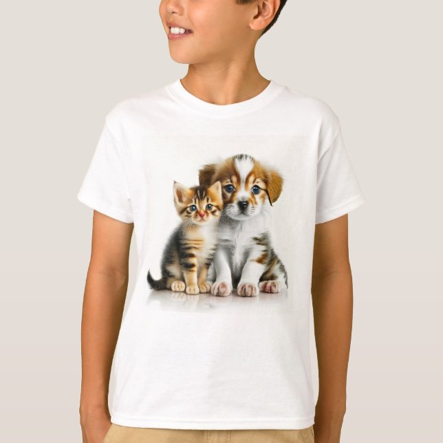 Good Friends Puppy And Kitten T Shirt (Framsida)