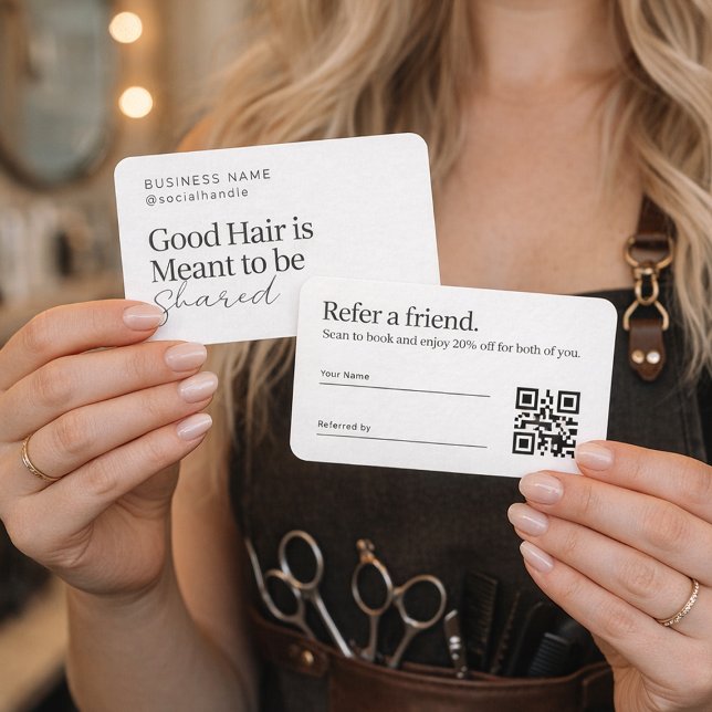 Good Hair Is Meant to Be Shared | Hair Salon Refer Visitkort (Skapare uppladdad)