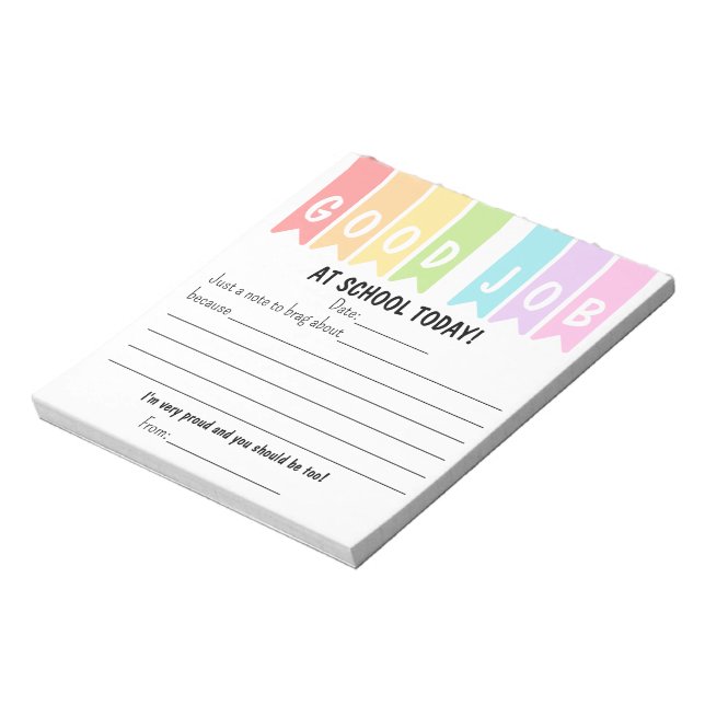 Good Job At School Today Brag Notes Anteckningsblock (Roterad)