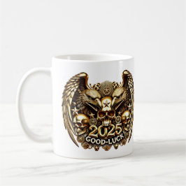 Good Luck 2025 Doppeladler Totenkopf Gold Kaffemugg