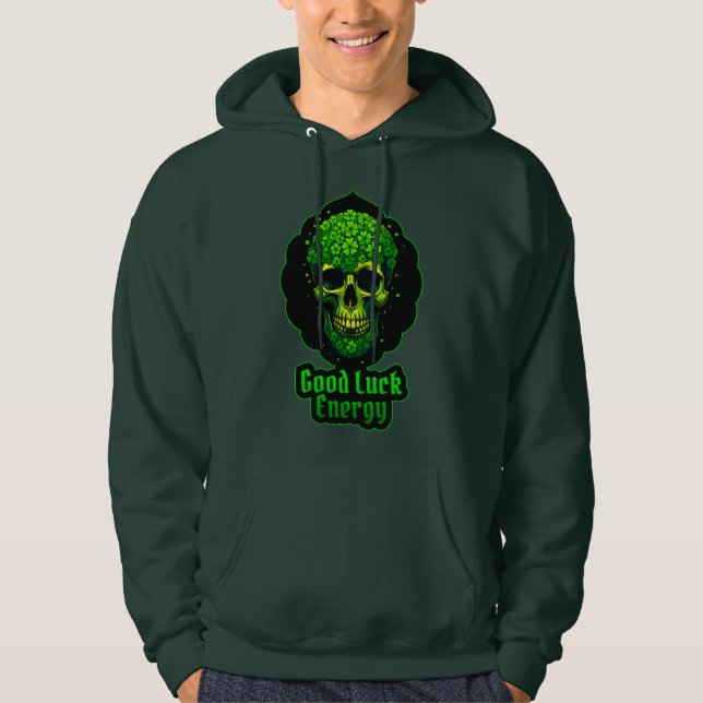 Good Luck Energy Skull St Patrick’s Day - camiseta Hoodie (Framsida)