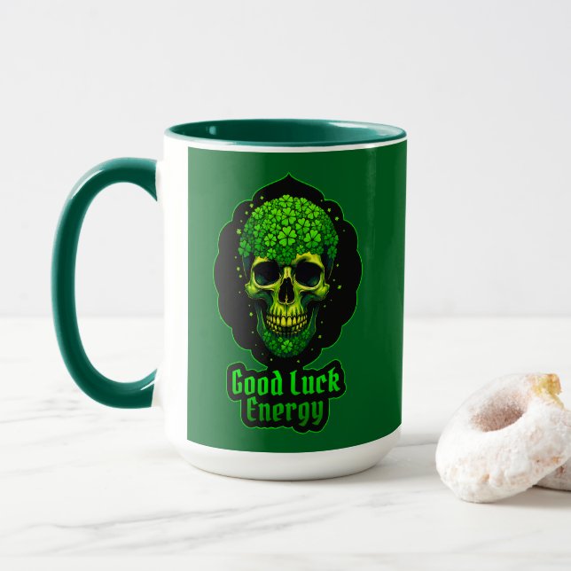 Good Luck Energy Skull St Patrick’s Day - caneca Mugg (Med munk)