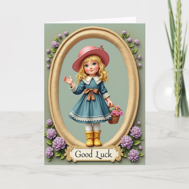 Good Luck Girl Art Card Kort (Framsida)
