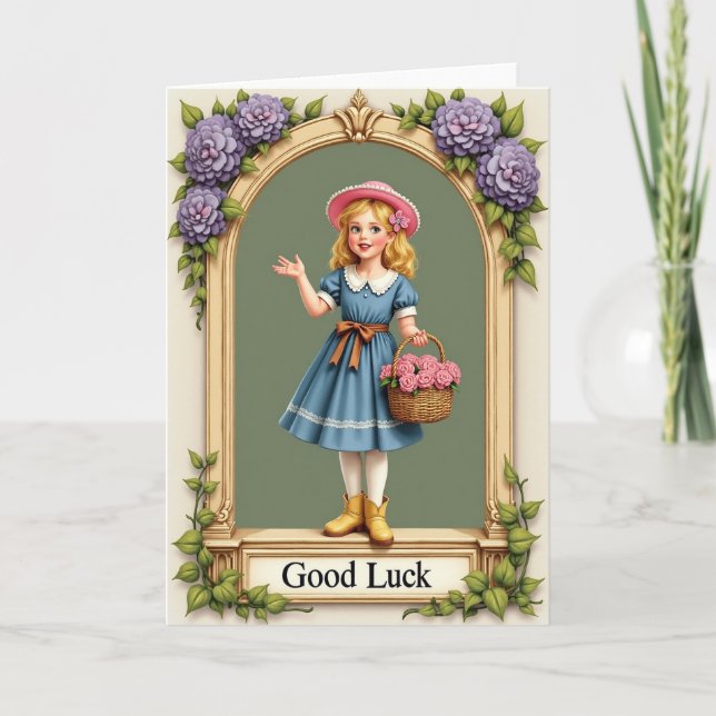 Good Luck Girl Roses Archway Card Kort (Framsida)