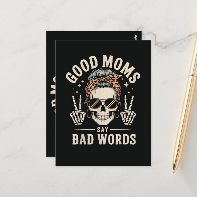 Good Moms Say Bad Words Funny Vykort (Fram/Back In Situ)