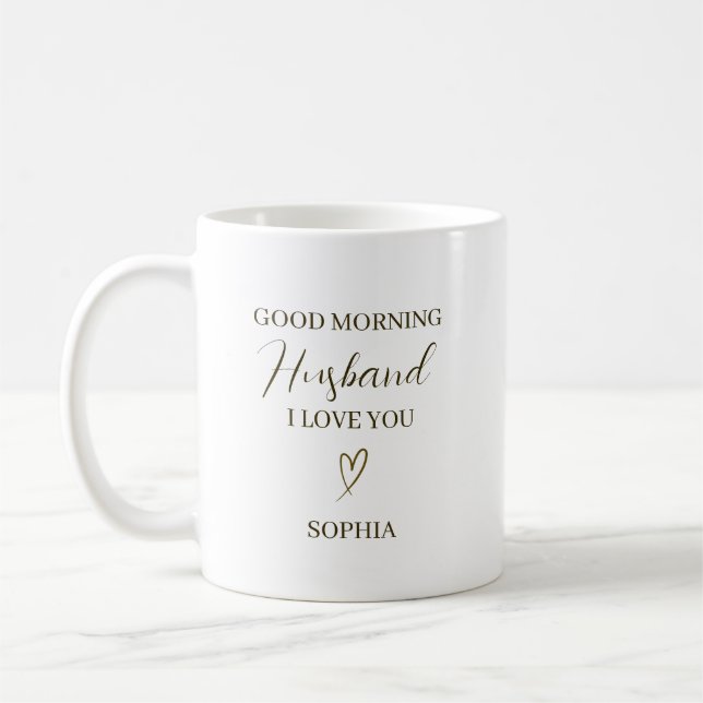Good Morning Husband Personalized Romantic Gift Kaffemugg (Vänster)