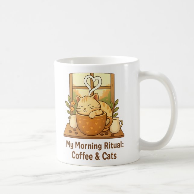 Good Morning Ritual Mug: Cozy Cat in Coffee Cup |  Kaffemugg (Höger)