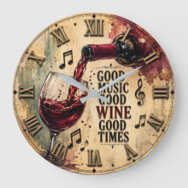 Good Music Good Wine Good Times  Stor Klocka