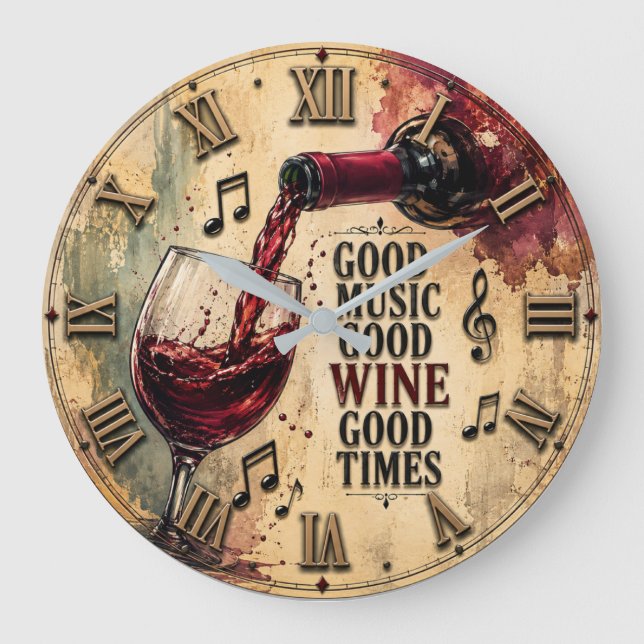 Good Music Good Wine Good Times  Stor Klocka (Framsida)