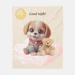 Good Night Cozy Puppy Blanket Fleecefilt