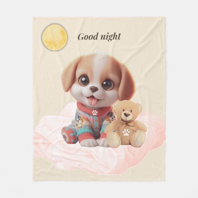 Good Night Cozy Puppy Blanket Fleecefilt (Framsidan)