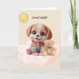 Good Night Cozy Puppy Greeting Card Kort