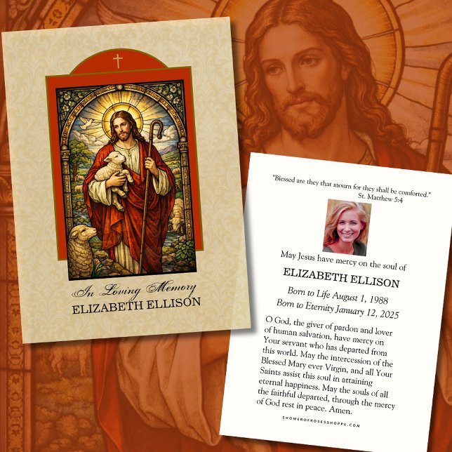 Good Shepherd Jesus Funeral Prayer Card Visitkort (Skapare uppladdad)
