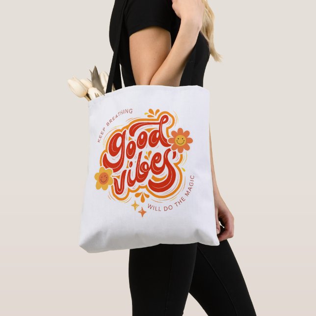 Good Vibes Chic Daglig Snyggt Tote Bag Tygkasse (Närbild)