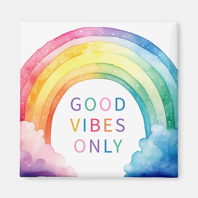 Good Vibes Endast regnbåge, vattenfärgens magnet (Framsidan)