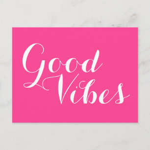 Good Vibes Fransk Fuchsia Magenta Editable Färg Vykort