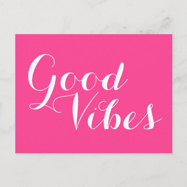 Good Vibes Fransk Fuchsia Magenta Editable Färg Vykort (Framsida)
