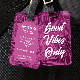 Good Vibes Girly Tropical Lila Löv Bagagebricka