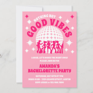 Good Vibes Groovy Rosa Bachelorette Party Inbjudningar