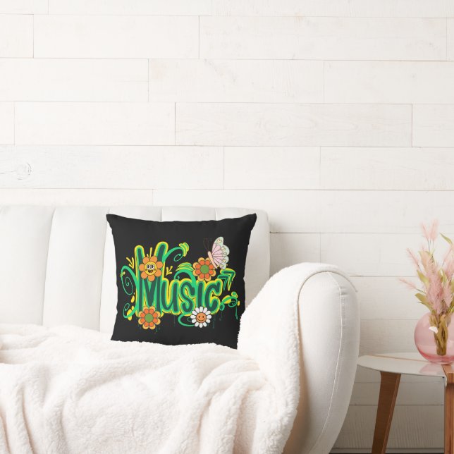 Good Vibes Illustration Typography Kudde (Soffa)