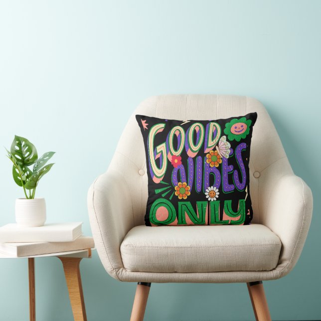 Good Vibes Illustration Typography Kudde (Stol)