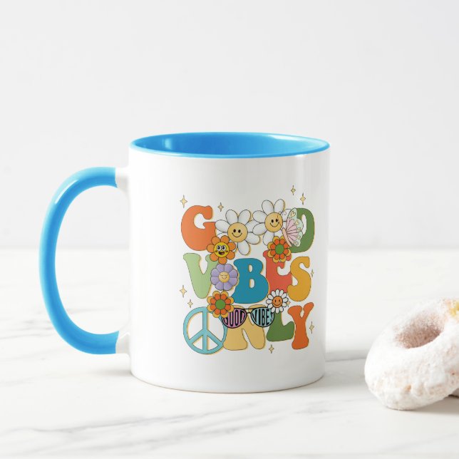 Good Vibes Illustration Typography Mugg (Med munk)