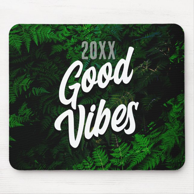 Good Vibes Jungle Grönt Desk Stil Musmatta (Framsidan)