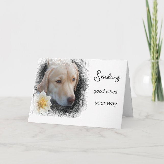 *~ Good Vibes Lab Blomma AP61 Guld Sorgsen Hund Kort (Framsida)