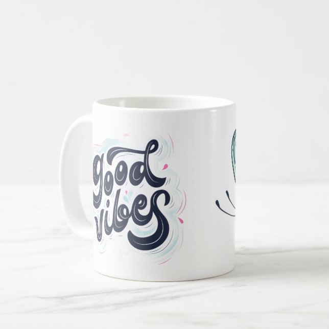 Good Vibes Mug with Aesthetic Butterfly Design Kaffemugg (Framsida vänster)