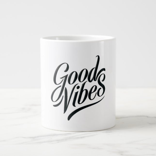 Good Vibes Mugg - Modern calligrafi Stil Jumbo Mugg (Framsidan)
