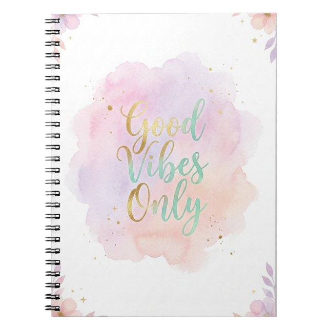 Good Vibes Only Aesthetic Pastel Notebook |  Anteckningsbok (Framsidan)