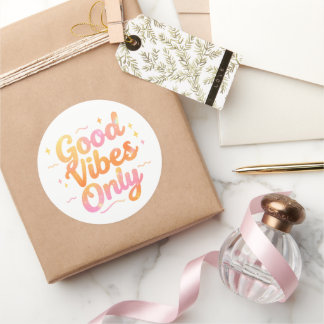 Good Vibes Only Bright Colorful Quote Gift Design Runt Klistermärke