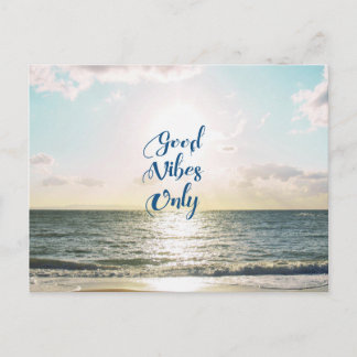 "Good Vibes Only" Citat Positive Sea Sol Vykort