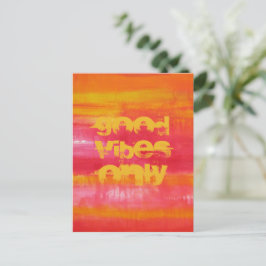 "Good Vibes Only" Citat Rosa Red Gult Abstrakt Vykort