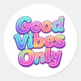 Good Vibes Only Colorful Typography Gift Design Runt Klistermärke