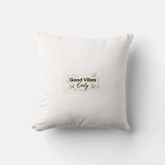Good Vibes Only - Gold Floral Minimalist Design -  Kudde (Framsida)
