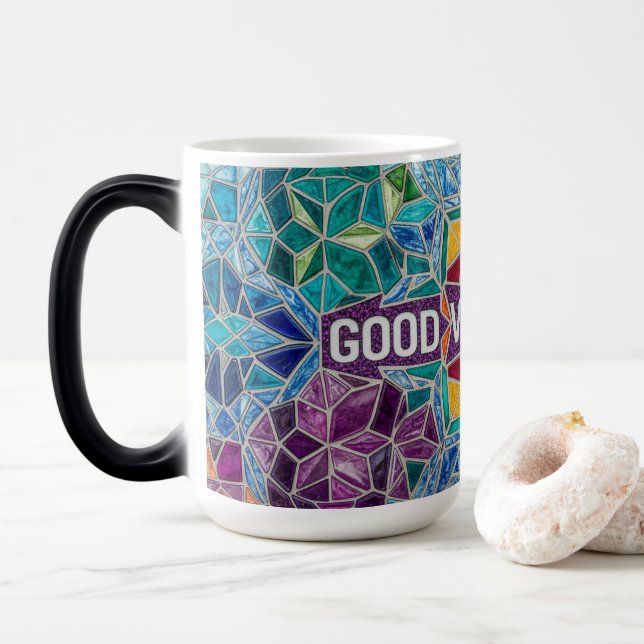 Good Vibes Only modern mosaic pattern ceramic mug Magisk Mugg (Med munk)