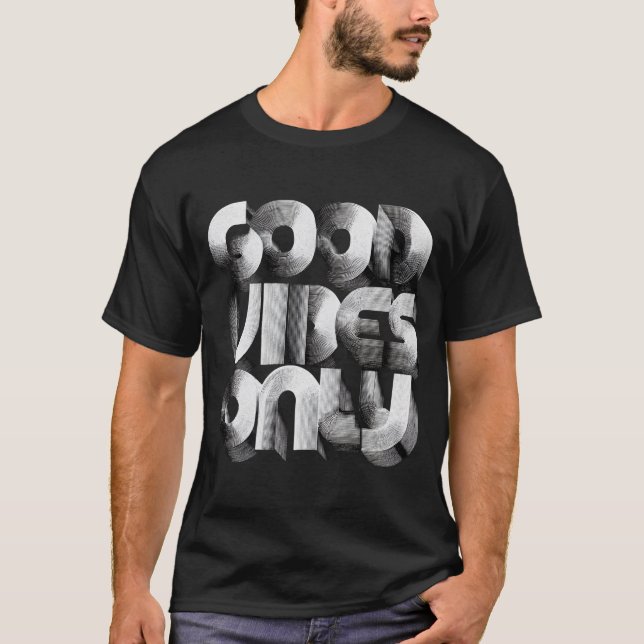 Good Vibes Only – Retro 3D Line Typography T Shirt (Framsida)